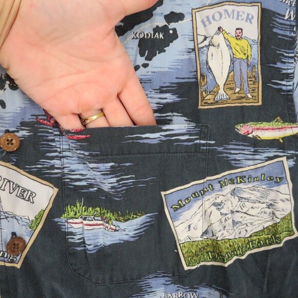 VTG David Carey Originals Alaska Button Down Shirt Adult L All Over Print Casual - Picture 10 of 12